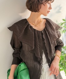 Classical Evon（クラシカルエヴォン）の「【Classical Evon】さらり心地よく、フリルで着映える。シアー楊柳ブラウス(セットアップ可能)（シャツ/ブラウス）」