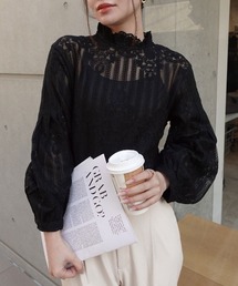 CORNERS | ボリュームスリーブハイネックレーストップス(インナー付き)(シャツ/ブラウス)