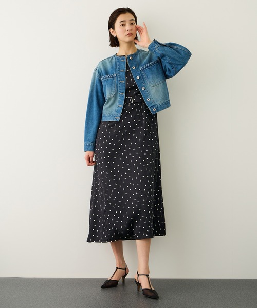 ROPE'（ロペ）の「ドットプリントウエストベルトワンピース（ワンピース・レディース・ネイビー/ベージュ・38/36）」の11枚目の写真