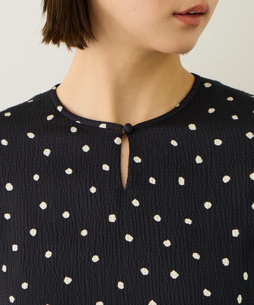 ROPE'（ロペ）の「ドットプリントウエストベルトワンピース（ワンピース・レディース・ネイビー/ベージュ・38/36）」の19枚目の写真