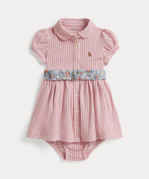 POLO RALPH LAUREN CHILDRENSWEAR(ポロ ラルフ ローレン チルドレンズウェア)の「ベルテッド オックスフォード メッシュ ポロ ドレス & ブルマー(その他ベビーウェア・キッズ・ピンク系2・12M/18M/24M)」の1枚目の写真