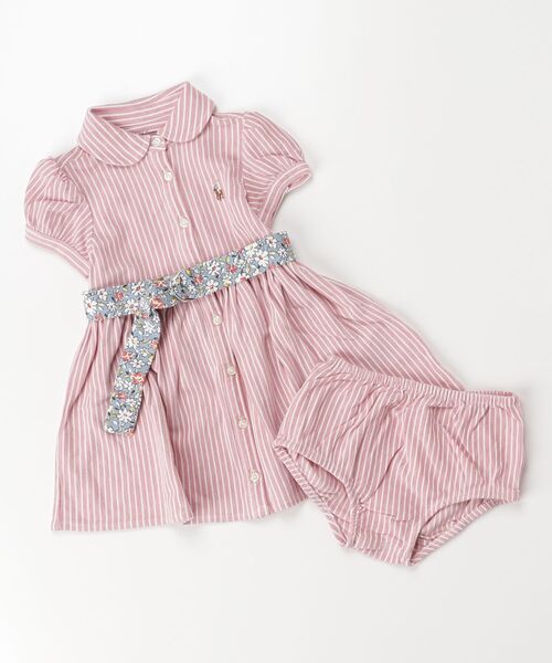 POLO RALPH LAUREN CHILDRENSWEAR(ポロ ラルフ ローレン チルドレンズウェア)の「ベルテッド オックスフォード メッシュ ポロ ドレス & ブルマー(その他ベビーウェア・キッズ・ピンク系2・12M/18M/24M)」の4枚目の写真