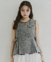 Olu.（オルドット）の「ツイードペプラムリボントップス（シャツ/ブラウス）」