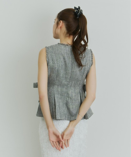 Olu.（オルドット）の「ツイードペプラムリボントップス（シャツ/ブラウス・レディース・アイボリー/ブラック/グレー・FREE）」の12枚目の写真