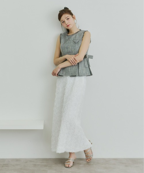 Olu.（オルドット）の「ツイードペプラムリボントップス（シャツ/ブラウス・レディース・アイボリー/ブラック/グレー・FREE）」の13枚目の写真