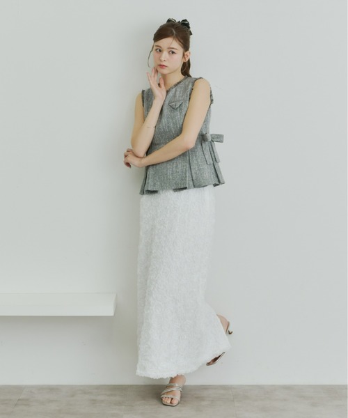 Olu.（オルドット）の「ツイードペプラムリボントップス（シャツ/ブラウス・レディース・アイボリー/ブラック/グレー・FREE）」の14枚目の写真