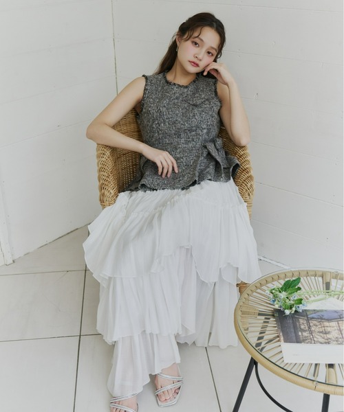 Olu.（オルドット）の「ツイードペプラムリボントップス（シャツ/ブラウス・レディース・アイボリー/ブラック/グレー・FREE）」の17枚目の写真