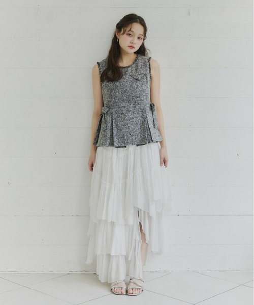 Olu.（オルドット）の「ツイードペプラムリボントップス（シャツ/ブラウス・レディース・アイボリー/ブラック/グレー・FREE）」の18枚目の写真