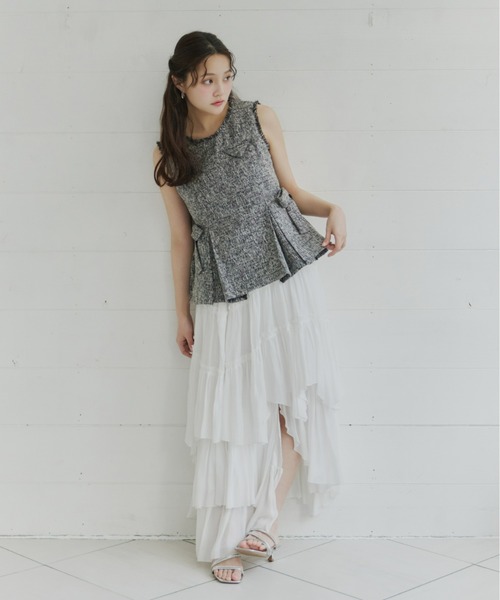 Olu.（オルドット）の「ツイードペプラムリボントップス（シャツ/ブラウス・レディース・アイボリー/ブラック/グレー・FREE）」の19枚目の写真