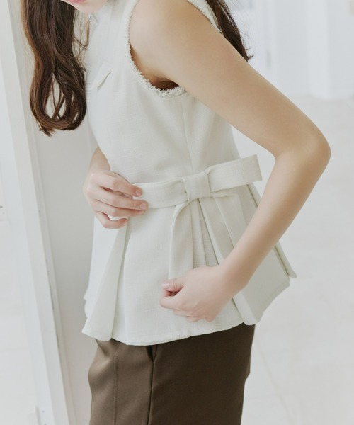 Olu.（オルドット）の「ツイードペプラムリボントップス（シャツ/ブラウス・レディース・アイボリー/ブラック/グレー・FREE）」の22枚目の写真