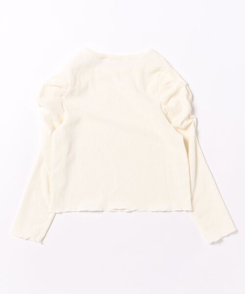 キッズ 親子お揃いクレープシャーリングパフスリーブトップス（Tシャツ