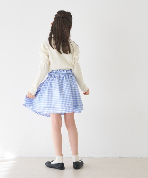 coca(coca)(コカ)の「キッズ 親子お揃いクレープシャーリングパフスリーブトップス(Tシャツ/カットソー・キッズ・アイボリー/チャコール/A・150/140/130/120)」の6枚目の写真