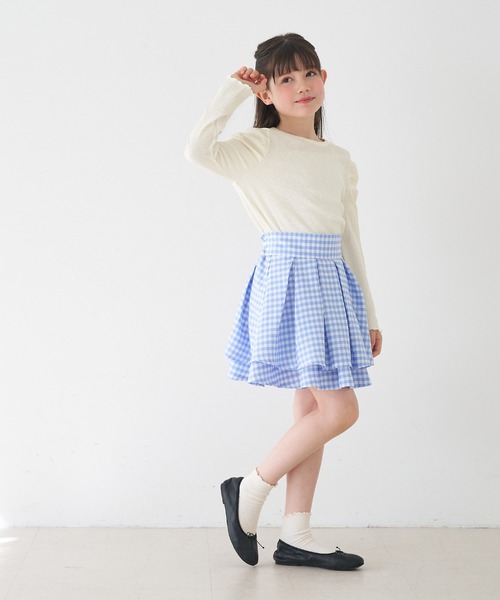 coca(coca)(コカ)の「キッズ 親子お揃いクレープシャーリングパフスリーブトップス(Tシャツ/カットソー・キッズ・アイボリー/チャコール/A・150/140/130/120)」の8枚目の写真