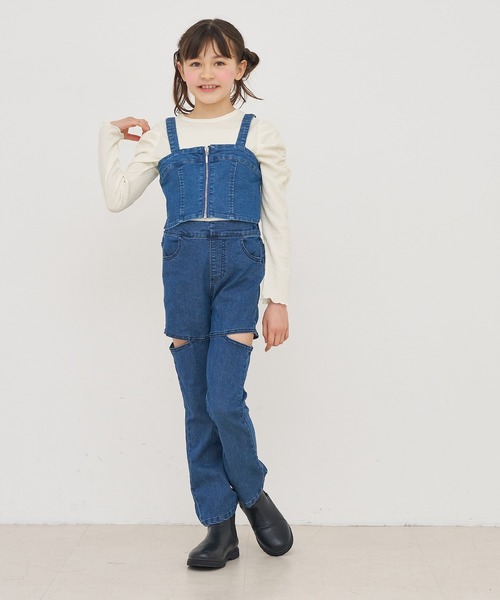 coca(coca)(コカ)の「キッズ 親子お揃いクレープシャーリングパフスリーブトップス(Tシャツ/カットソー・キッズ・アイボリー/チャコール/A・150/140/130/120)」の9枚目の写真