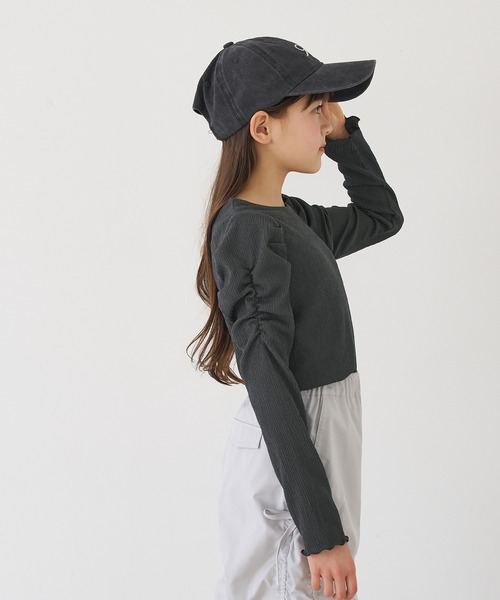 coca(coca)(コカ)の「キッズ 親子お揃いクレープシャーリングパフスリーブトップス(Tシャツ/カットソー・キッズ・アイボリー/チャコール/A・150/140/130/120)」の14枚目の写真