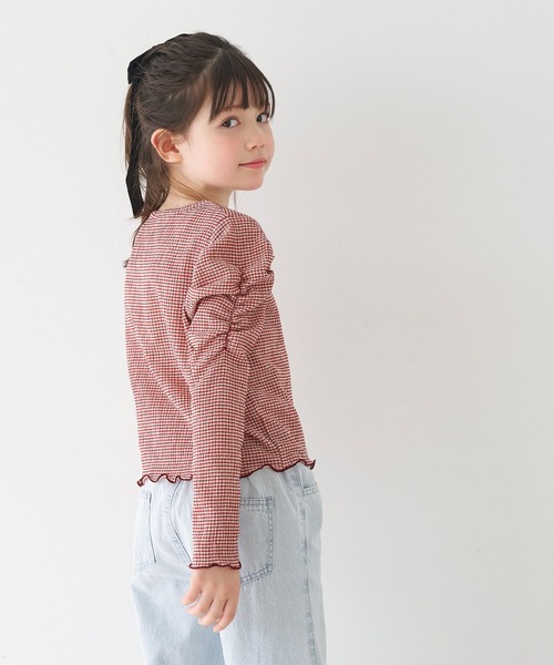 coca(coca)(コカ)の「キッズ 親子お揃いクレープシャーリングパフスリーブトップス(Tシャツ/カットソー・キッズ・アイボリー/チャコール/A・150/140/130/120)」の16枚目の写真