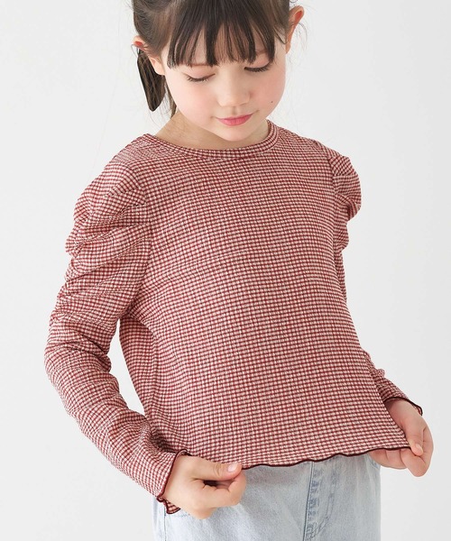 coca(coca)(コカ)の「キッズ 親子お揃いクレープシャーリングパフスリーブトップス(Tシャツ/カットソー・キッズ・アイボリー/チャコール/A・150/140/130/120)」の17枚目の写真
