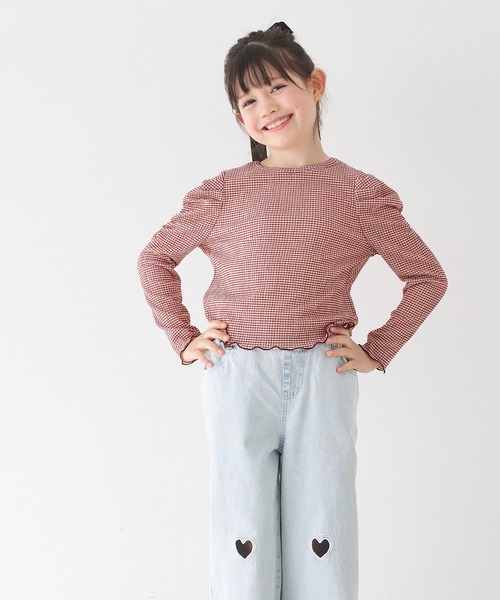 coca(coca)(コカ)の「キッズ 親子お揃いクレープシャーリングパフスリーブトップス(Tシャツ/カットソー・キッズ・アイボリー/チャコール/A・150/140/130/120)」の19枚目の写真