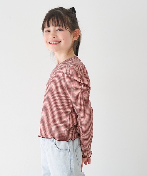 coca(coca)(コカ)の「キッズ 親子お揃いクレープシャーリングパフスリーブトップス(Tシャツ/カットソー・キッズ・アイボリー/チャコール/A・150/140/130/120)」の20枚目の写真