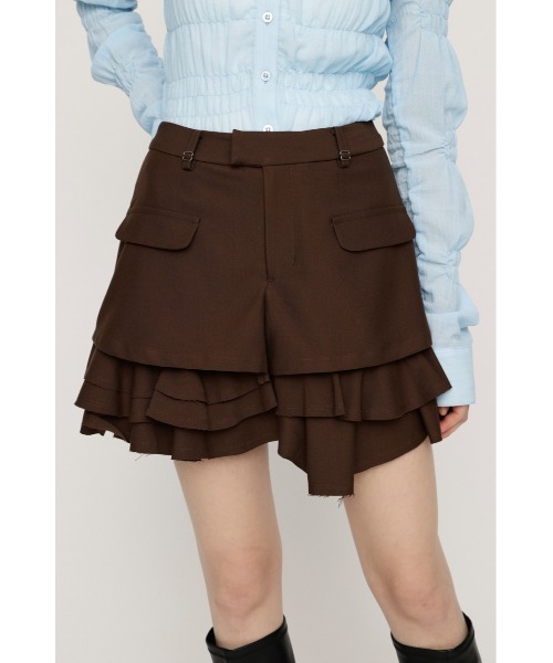 SLY（スライ）の「LAYERED FRILL SKORT レイヤードフリルスコート 春服（スカート・レディース・ブラウン/ブラック/ネイビー系・0/1）」の9枚目の写真
