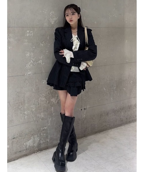 SLY（スライ）の「LAYERED FRILL SKORT レイヤードフリルスコート 春服（スカート・レディース・ブラウン/ブラック/ネイビー系・0/1）」の18枚目の写真