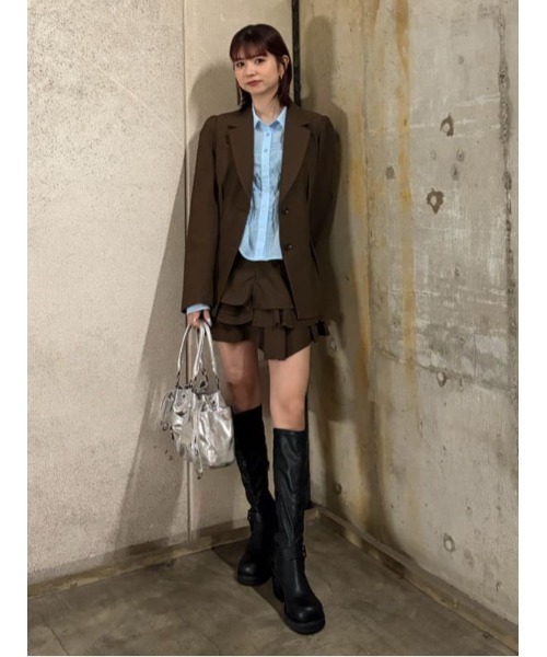 SLY（スライ）の「LAYERED FRILL SKORT レイヤードフリルスコート 春服（スカート・レディース・ブラウン/ブラック/ネイビー系・0/1）」の22枚目の写真