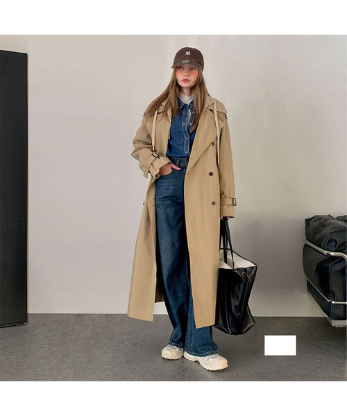 VASCARA(バスカラ)の「Hoodie Long Trench Coat (2colors)(トレンチコート・レディース・ブラウン/ベージュ・FREE)」の2枚目の写真