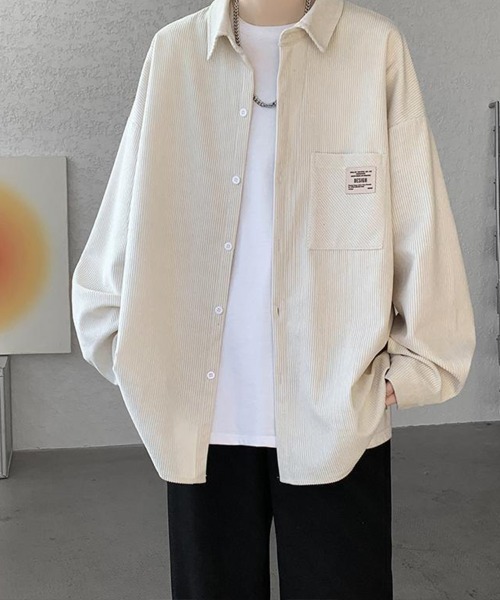 KELVIN(ケルヴァン)の「Corduroy Oversized Shirt コーデュロイ オーバーサイズシャツ(シャツ/ブラウス・メンズ・ホワイト/ブラック・LARGE/MEDIUM)」の1枚目の写真