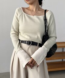 CAPRICIEUX LE'MAGE | ボーダー袖ボタンロンT(Tシャツ/カットソー)