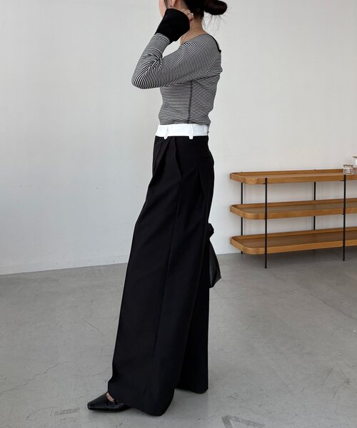 CAPRICIEUX LE'MAGE（カプリシューレマージュ）の「ボーダー袖ボタンロンT（Tシャツ/カットソー・レディース・グレー/ブラック/グリーン・FREE）」の11枚目の写真