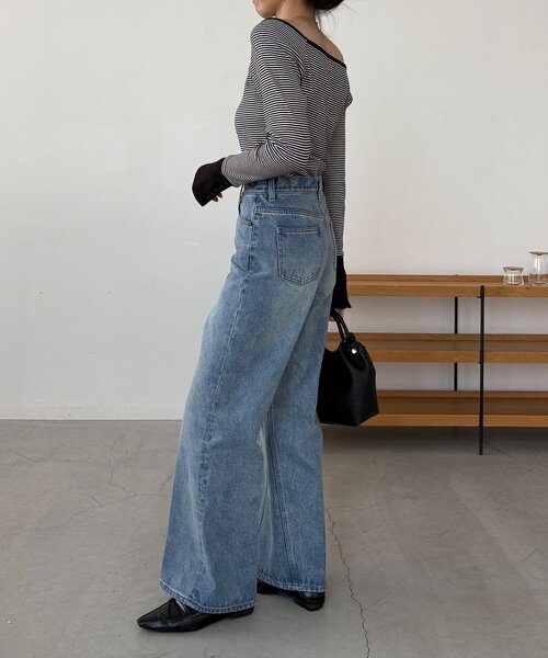 CAPRICIEUX LE'MAGE（カプリシューレマージュ）の「ボーダー袖ボタンロンT（Tシャツ/カットソー・レディース・グレー/ブラック/グリーン・FREE）」の13枚目の写真