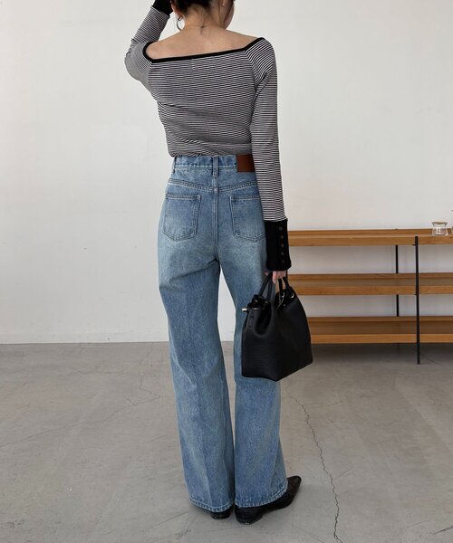 CAPRICIEUX LE'MAGE（カプリシューレマージュ）の「ボーダー袖ボタンロンT（Tシャツ/カットソー・レディース・グレー/ブラック/グリーン・FREE）」の15枚目の写真