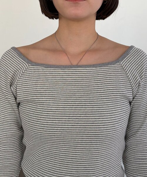 CAPRICIEUX LE'MAGE（カプリシューレマージュ）の「ボーダー袖ボタンロンT（Tシャツ/カットソー・レディース・グレー/ブラック/グリーン・FREE）」の19枚目の写真