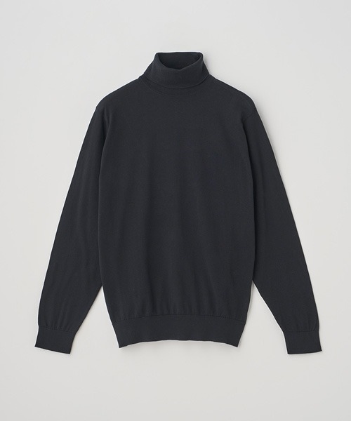 JOHN SMEDLEY(ジョンスメドレー)の「タートルネック長袖コットンニットプルオーバー(ニット/セーター・メンズ・ブラック・L/XL/S/M)」の1枚目の写真