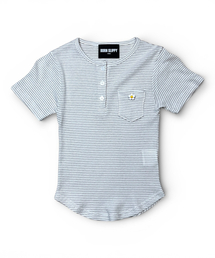 BORN SLIPPY（ボーンスリッピー）の「Daisy Sunday Crop Stripe T (Gray)（Tシャツ/カットソー）」