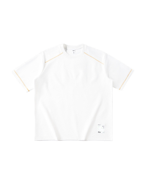 BUTTON SEOUL(ボタンソウル)の「オーバーロックステッチアクティブラーニングショートスリーブTシャツ(4 COLORS)(Tシャツ/カットソー・メンズ・マスタード/ブラック/ホワイト/ライトグレー・MEDIUM/LARGE/X-LARGE)」の1枚目の写真