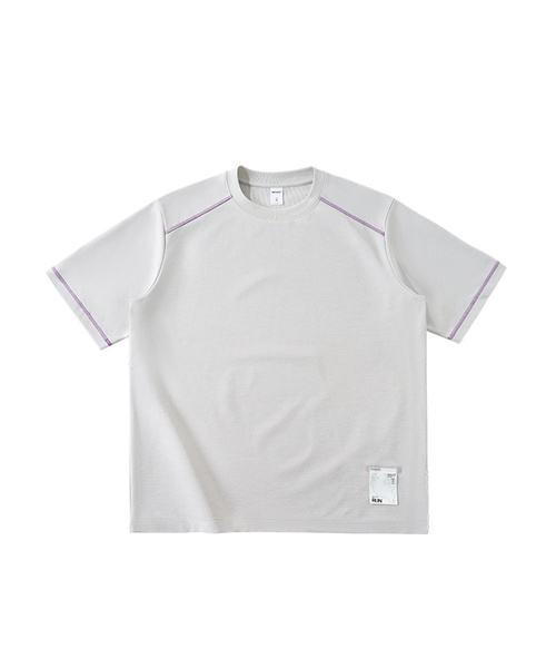 BUTTON SEOUL(ボタンソウル)の「オーバーロックステッチアクティブラーニングショートスリーブTシャツ(4 COLORS)(Tシャツ/カットソー・メンズ・マスタード/ブラック/ホワイト/ライトグレー・MEDIUM/LARGE/X-LARGE)」の3枚目の写真