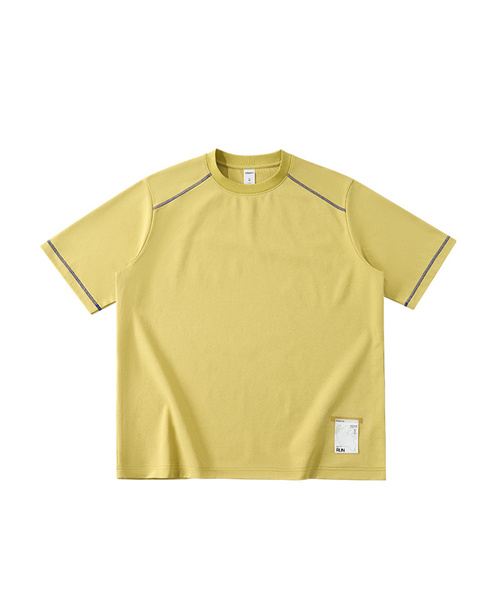 BUTTON SEOUL(ボタンソウル)の「オーバーロックステッチアクティブラーニングショートスリーブTシャツ(4 COLORS)(Tシャツ/カットソー・メンズ・マスタード/ブラック/ホワイト/ライトグレー・MEDIUM/LARGE/X-LARGE)」の4枚目の写真