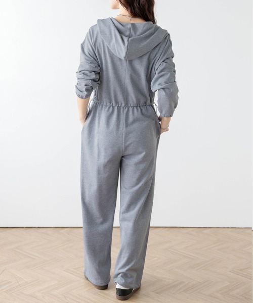 セール】ハーフジップ スウェットジャンプスーツ（つなぎ
