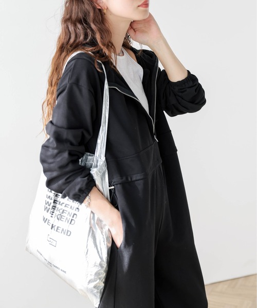 AMELY(エミリー)の「ハーフジップ スウェットジャンプスーツ(つなぎ/オールインワン・レディース・アイボリー/グレー/ブラック・L/M)」の20枚目の写真