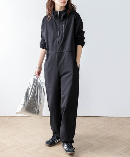 AMELY(エミリー)の「ハーフジップ スウェットジャンプスーツ(つなぎ/オールインワン・レディース・アイボリー/グレー/ブラック・L/M)」の18枚目の写真