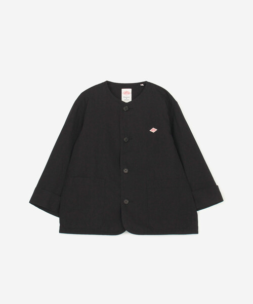 DANTON(ダントン)の「DANTON | コットンリネンダンプ ノーカラージャケット WOMEN(ノーカラージャケット・レディース・ダークネイビー/オフホワイト・36)」の3枚目の写真