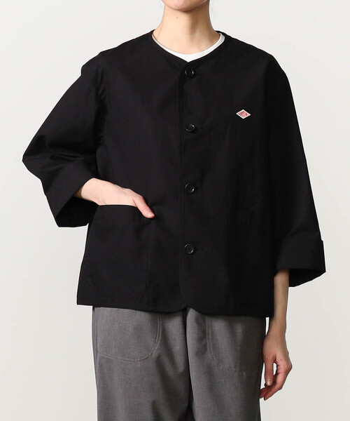 ダントン　DANTON コットンノーカラージャケット DANTON | コットンリネンダンプ ノーカラージャケット WOMEN（ノー