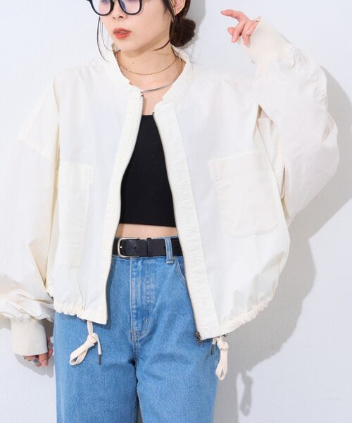 etsinta（エシンタ）の「etsintaリメイクZIPシャツジャケット（シャツ/ブラウス・レディース・カーキ/アイボリー/ベージュ・ONE SIZE）」の4枚目の写真