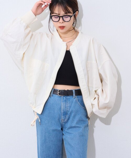 etsinta（エシンタ）の「etsintaリメイクZIPシャツジャケット（シャツ/ブラウス・レディース・カーキ/アイボリー/ベージュ・ONE SIZE）」の6枚目の写真