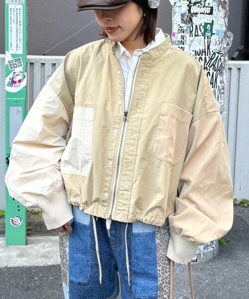 etsinta(エシンタ)の「etsintaリメイクZIPシャツジャケット(シャツ/ブラウス・レディース・カーキ/アイボリー/ベージュ・ONE SIZE)」の19枚目の写真