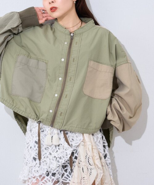 etsintaリメイクZIPシャツジャケット etsinta（エシンタ） ブラウス シャツ etsintaリメイクZIPシャツ