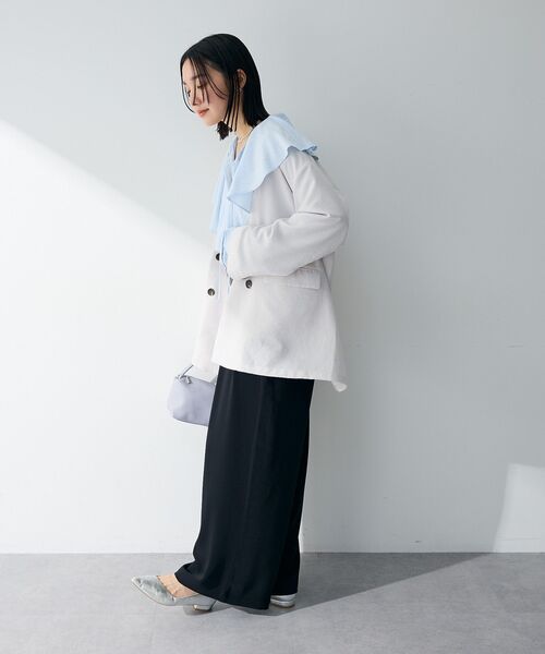 Green　Parks（グリーンパークス）の「ラッフルブラウス（シャツ/ブラウス・レディース・オフホワイト/サックスブルー・FREE）」の5枚目の写真