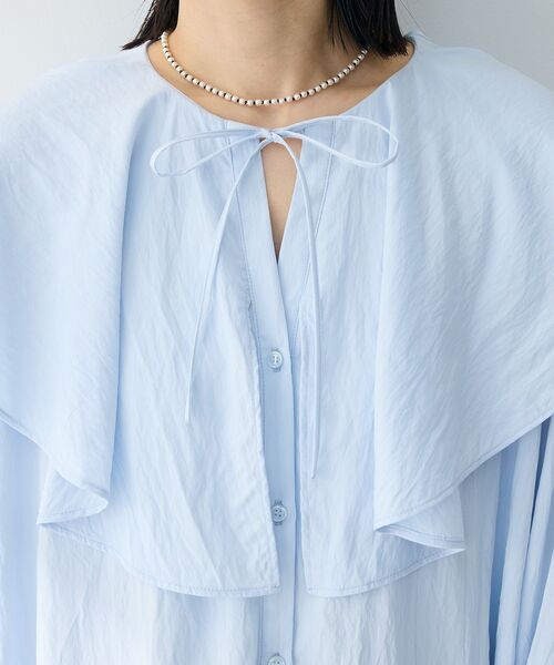 Green　Parks（グリーンパークス）の「ラッフルブラウス（シャツ/ブラウス・レディース・オフホワイト/サックスブルー・FREE）」の12枚目の写真