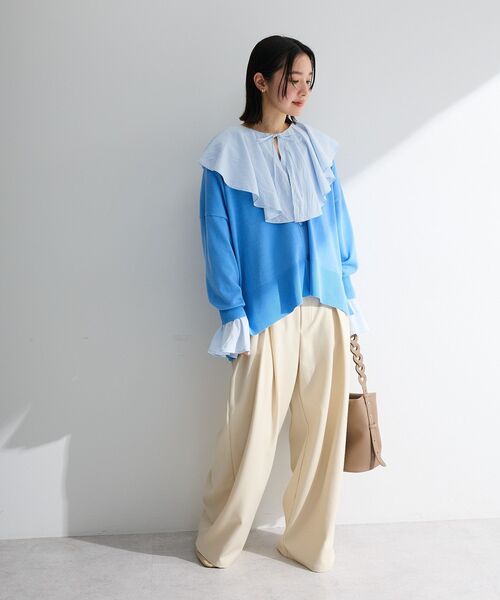 Green　Parks（グリーンパークス）の「ラッフルブラウス（シャツ/ブラウス・レディース・オフホワイト/サックスブルー・FREE）」の20枚目の写真